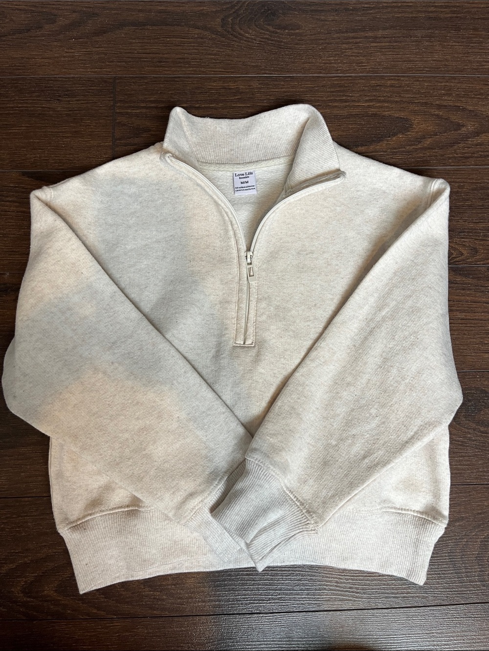 Cropped Half-Zip Sweatshirt in Oatmeal